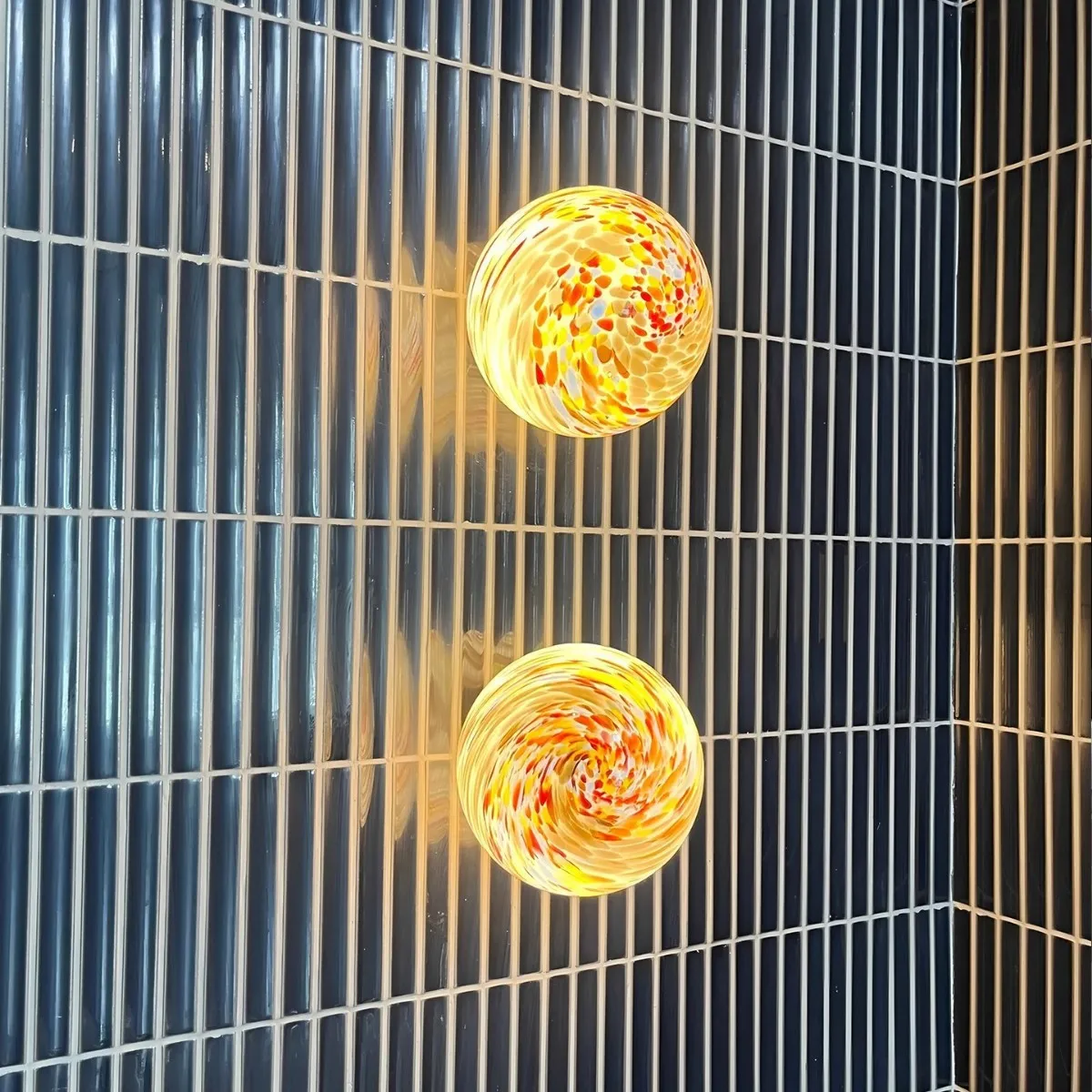 

Noridc Creative Dopamine Colored Glass Wall Lamp Spherical Aisle Light Moon Modern Style Entrance Bedroom Led Home Decor 90-260V