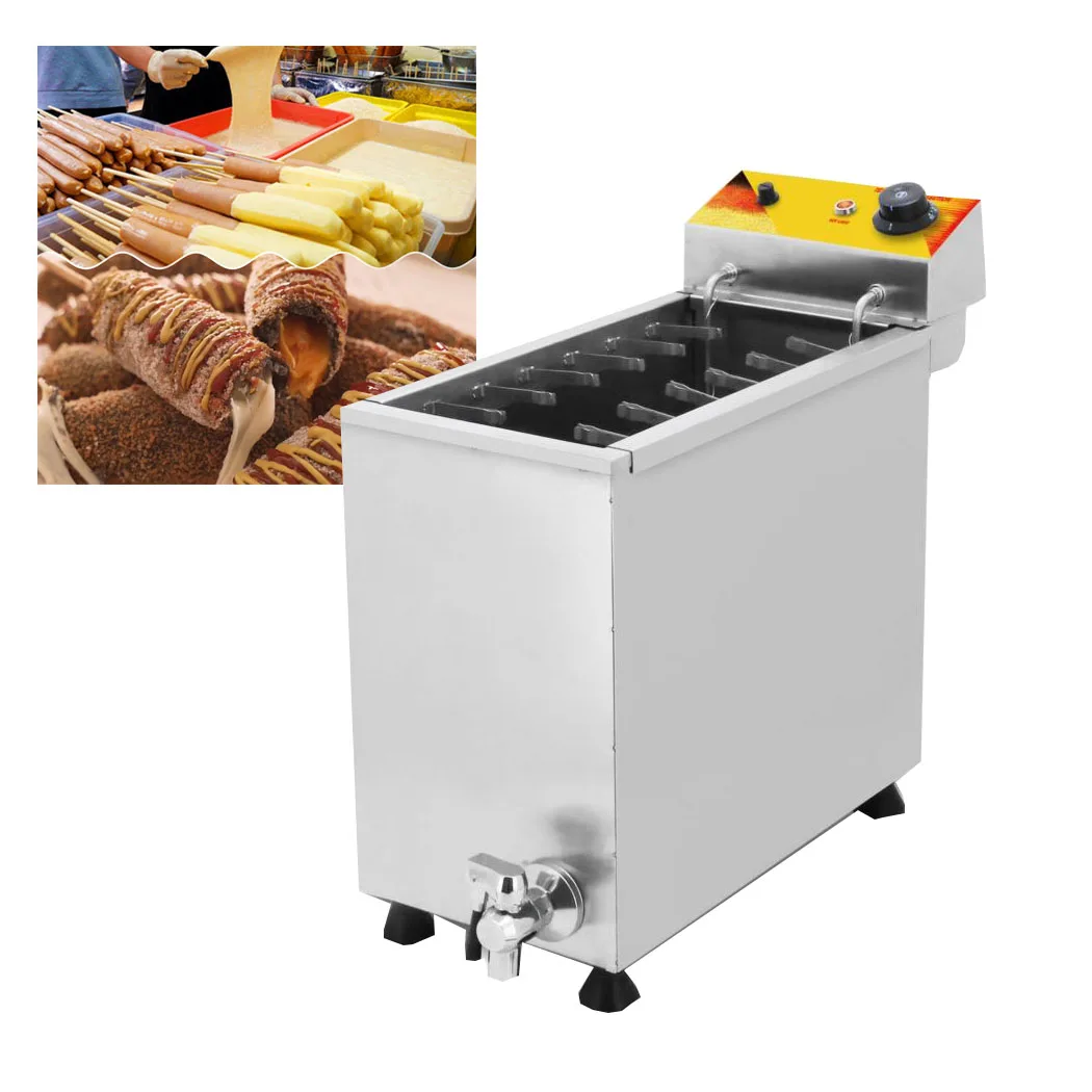 25l Grote Capaciteit Kaas Hotdog Sticks Friteuse Commerciële Automatische Elektrische Diepe Koren Hond Friteuse Machine Snackmachine