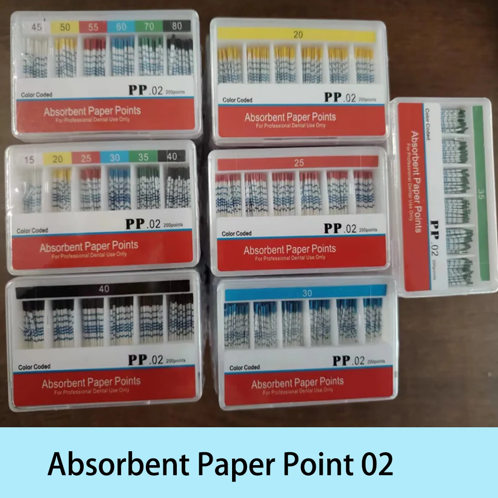 Dental Paper Points 0.02 taper Absorbent dental Materials Strong Absorption Pure Cotton Fiber paper