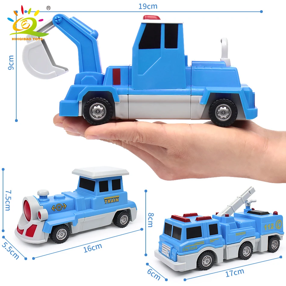 10PCS ingegneria delle costruzioni escavatore blocchi magnetici fai da te treno magico camion veicolo giocattoli educativi per bambini