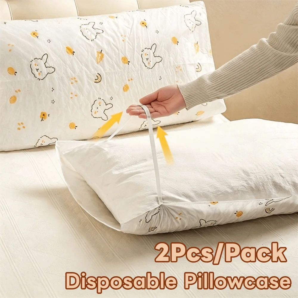 2Pcs/Pack Premium Thickened Disposable Pillowcase Double Layer Soft Breathable Travel Pillow Case Bedding Covers Train Sleeper
