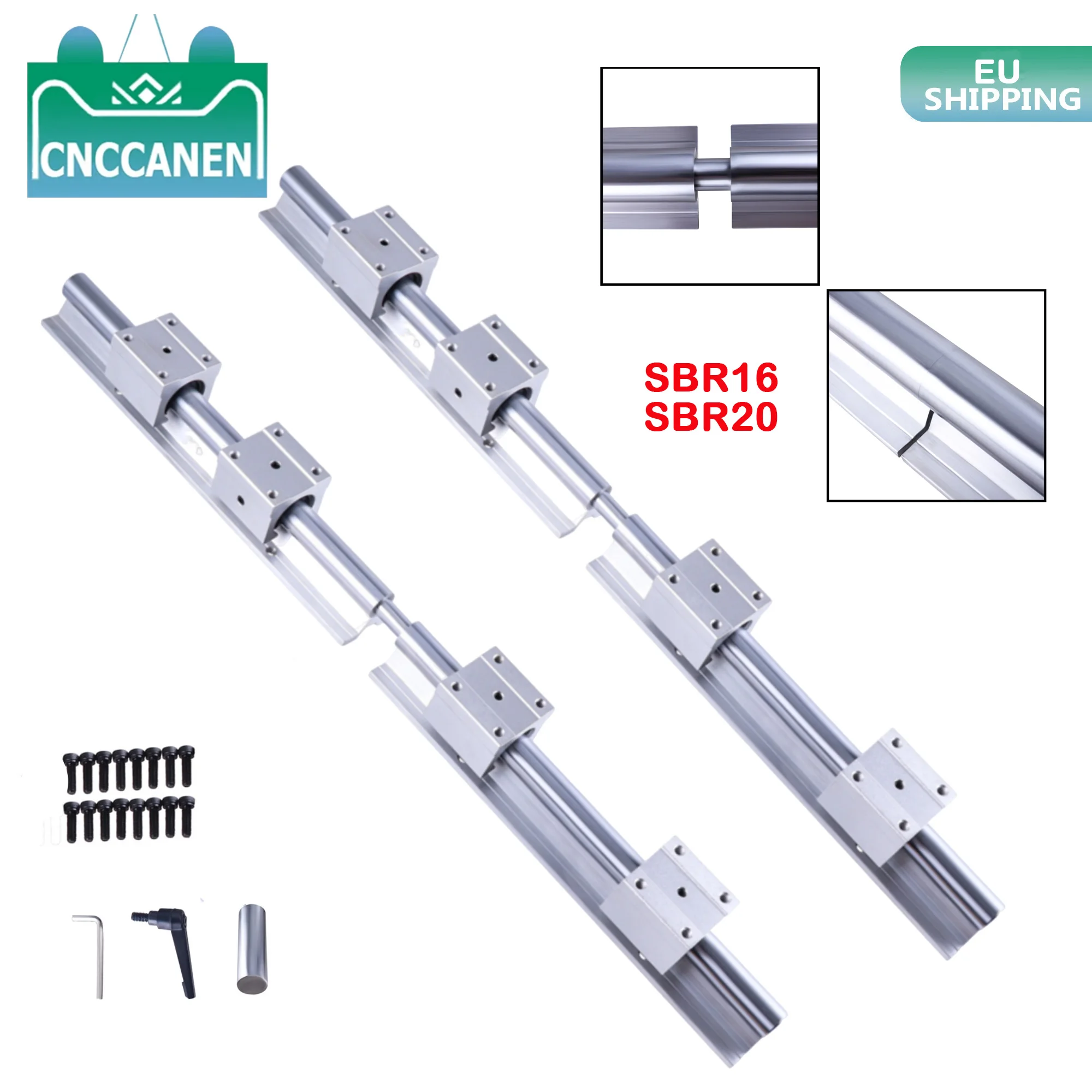 SBR16 SBR20 Splicing Linear guide abutting joint 2500 3000 3500 4000 4500mm Linear Guide + SBR16/20UU Blocks & Pin for CNC Part