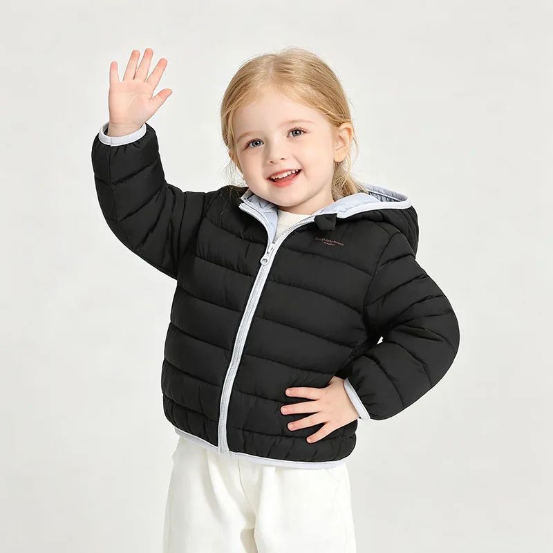 New Children Cotton Clothing Boys and Girls Jackets Winter Cotton Jackets Hooded Short Color-blocking Cotton Kids Clothing