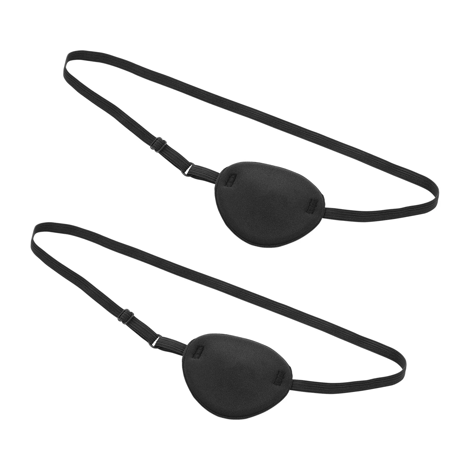 2Pcs Thick Black Sponge Pirate Eye Patch Reusable Breathable Non-Adhesive Eye Cover for Visual Recovery Sleep Mask Blindfold