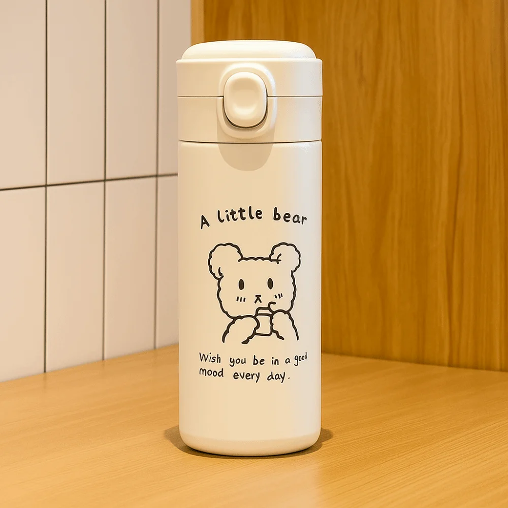 مانعة للتسرب الكرتون بهلوان فراغ العزل المحمولة الاطفال كوب ماء لطيف الحد الأدنى ترمس من الفولاذ المقاوم للصدأ زجاجة السفر #5