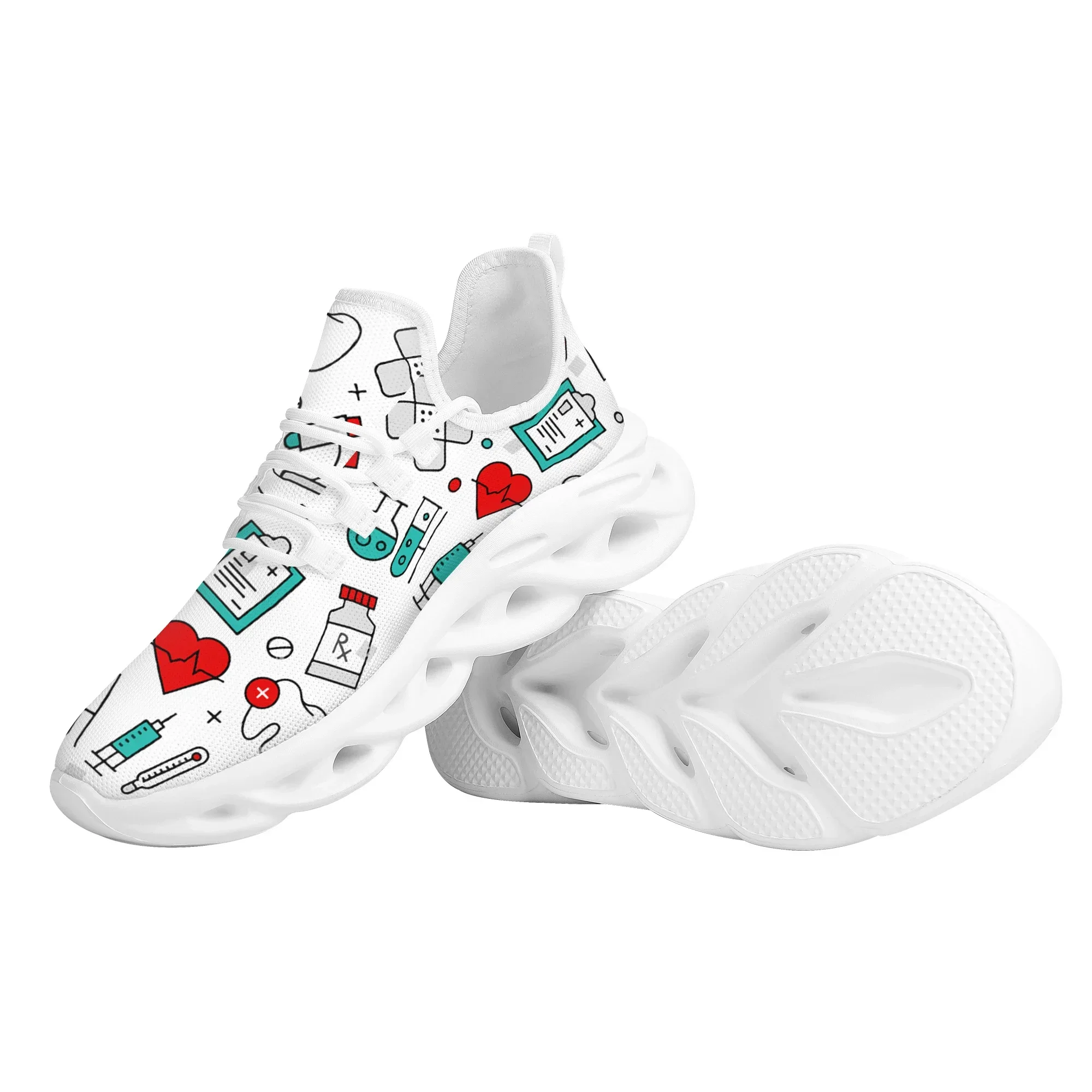 Cute Doctor Platform Nursing Shoes New Summer Non-slip Breathable Flat Shoes Medical Printed Lace-up Outdoor Sneakers