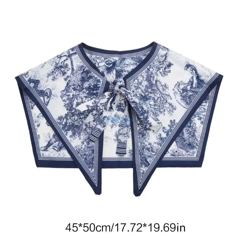 D0UD المرأة وشاح حريري طوق قابل للفصل خمر غابة الأسد طباعة شال التفاف الرأس #6