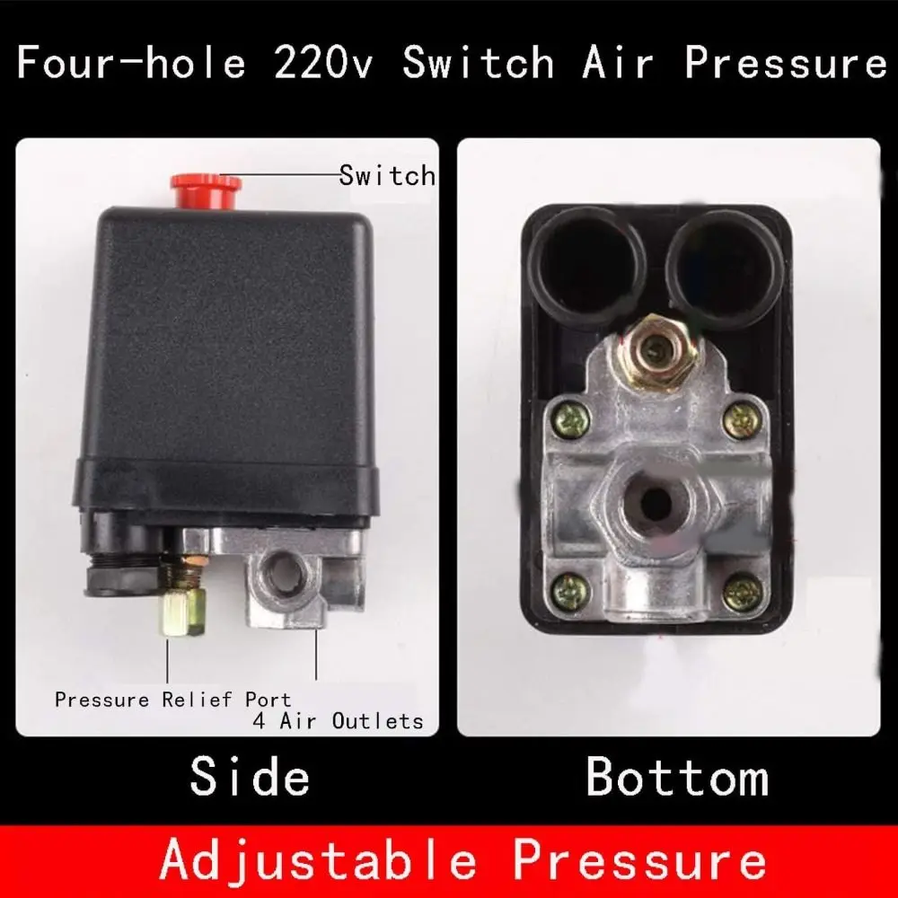 Powerful Adjustable Pressure Air Compressor 90-120PSI 4 Ports Control Valve 220V Pressure Switch Air Compressor Parts