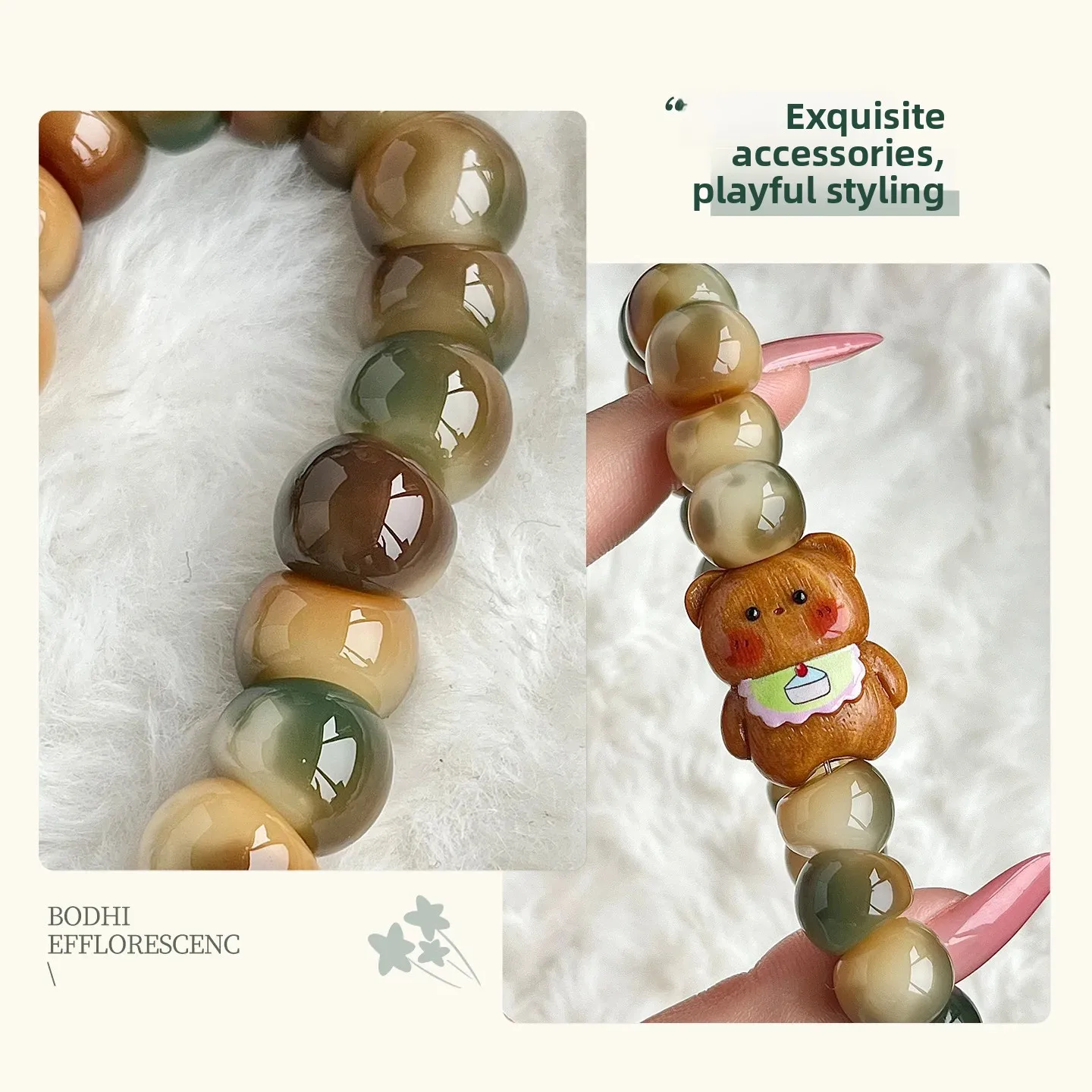 Bodhi Seed Bracelet Carved Dunhuang Flower Skin Garlic Clove Pig Intestine Handmade Unisex Prayer Beads Buddhist Mala Meditation