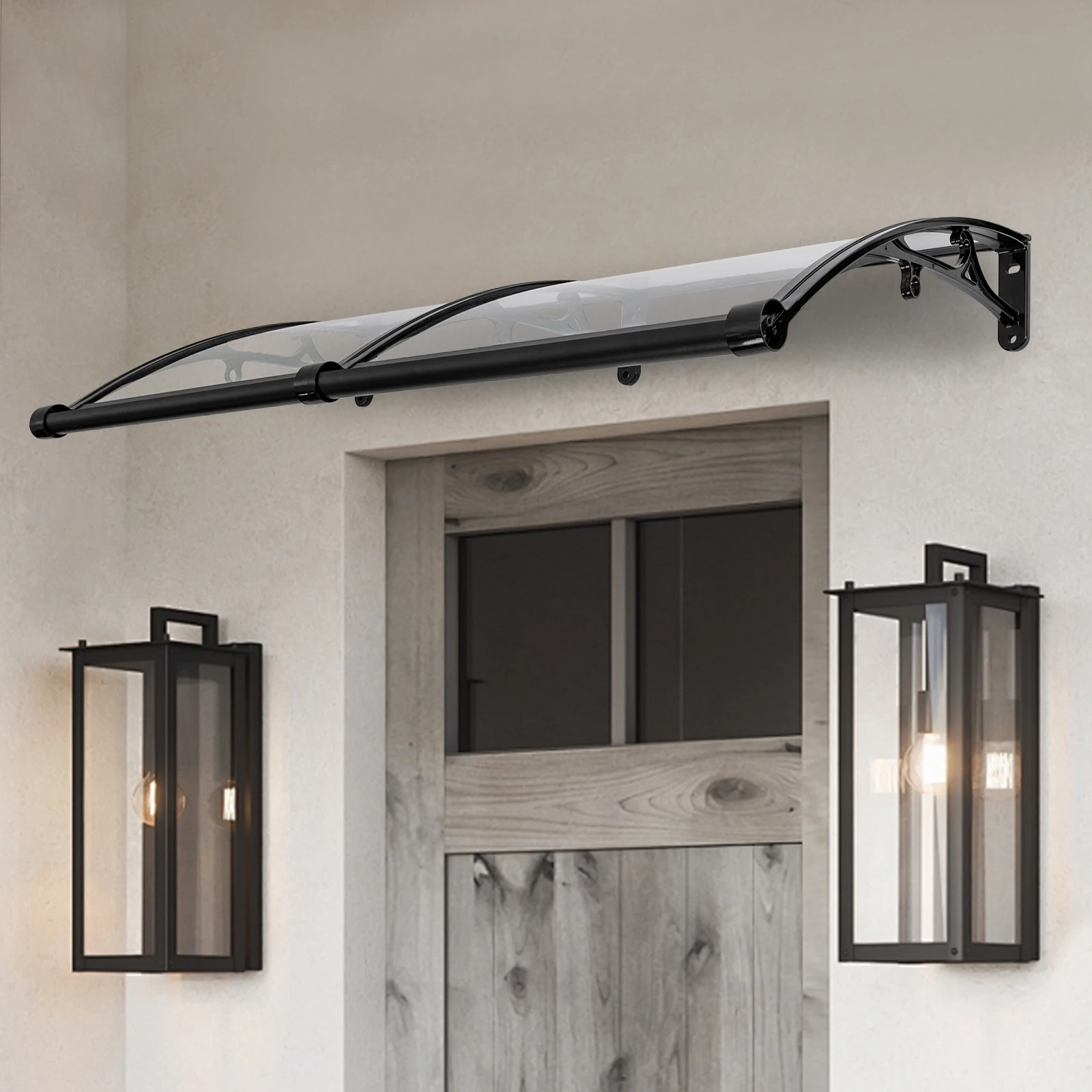 Vordach für Haustür 120 X 60 cm Transparentes Bogen-Vordach Aluminiumlegierungs-Halterung Maximallast 440,92 lbs Dach-Vordach Regenschutz – Detail 8