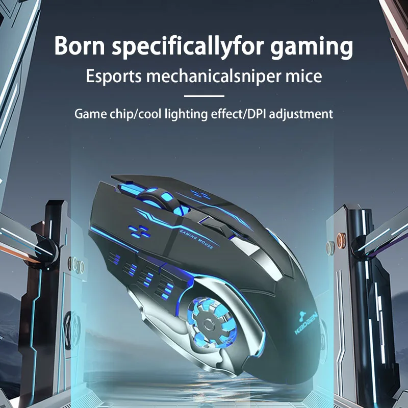 Kamaen-有線ゲーミングマウス,調整可能,4スピード,PCB,最大2400のレインボー,バックライト,環境