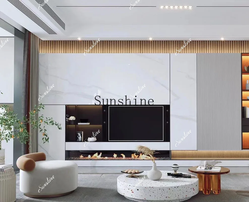 Italian light luxury small apartment terrazzo living room home modern simple high-end artistic sense round tea table  FT