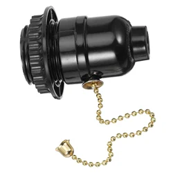 Black Pull Chain Lampholder Socket Base Replacement Light Bulb Holder Switch Plastic Lamp Parts E27 Shell Lamp Socket Car Lights