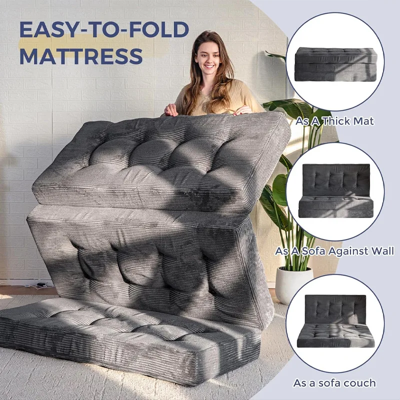 

Livingroom Three Folding Sofa Bed Compression Lazy Folding Mattress Sponge Guest Mattress Portable Camping Sleeping Bed Sofa