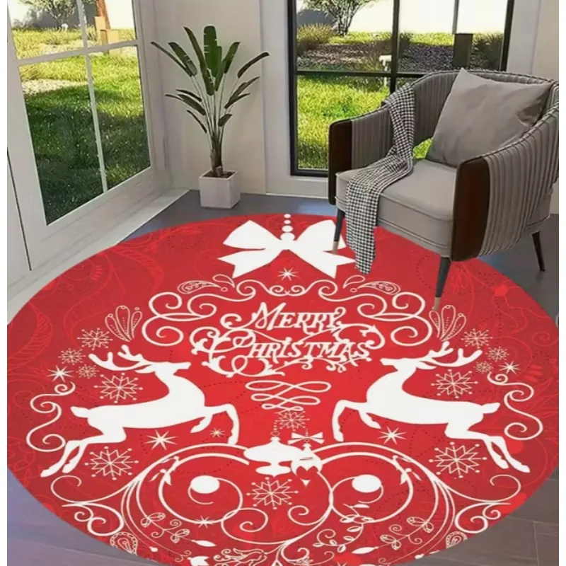 Christmas Themed carpet Santa Claus and Snowflake Circular Soft Living Room Floor Mat Good Living Rooms Study Game Rooms Rooms