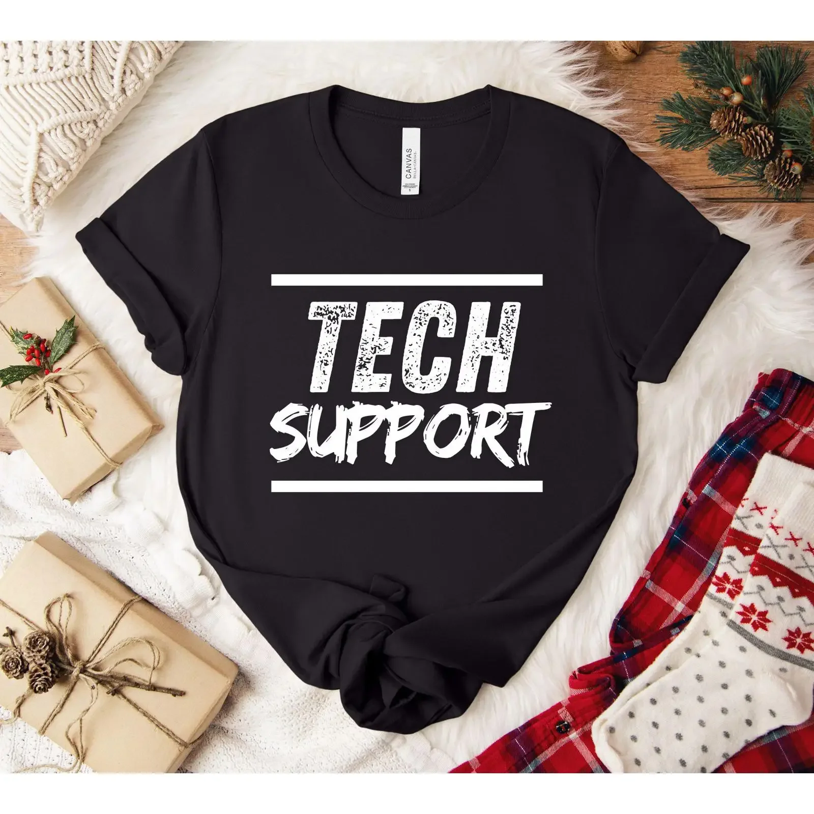 Tech Support T Shirt IT Help Desk Computer Nerd Geek Programmer Engineer Casual  vintage Washed fashion Unisex homme Soft