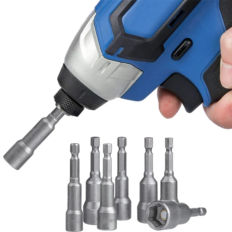 

10pcs/set 6mm-15mm Hex Sockets Sleeve Nozzles Nut Driver Set Power Nuts Driver Socket Screwdriver Set Bits Sets Tools