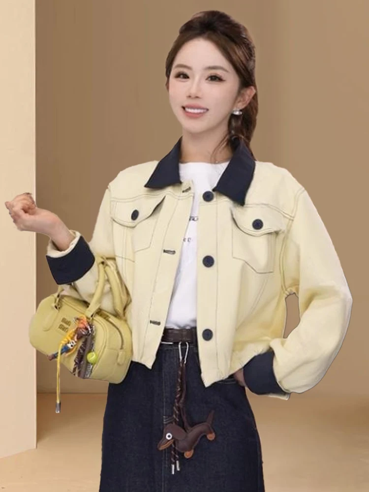 Faionable ort Abbigliamento da lavoro Jaet da donna Loose Fit Color Blo Versatile Top coreano Sle Autunno Nuovo arrivo Taglia piccola