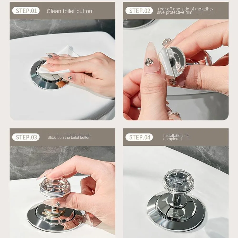 New Plastic Heart Shaped Toilet Tank Button Universal Labor-saving Furniture Handle Transparent Toilet Tank Button Aid Toilet