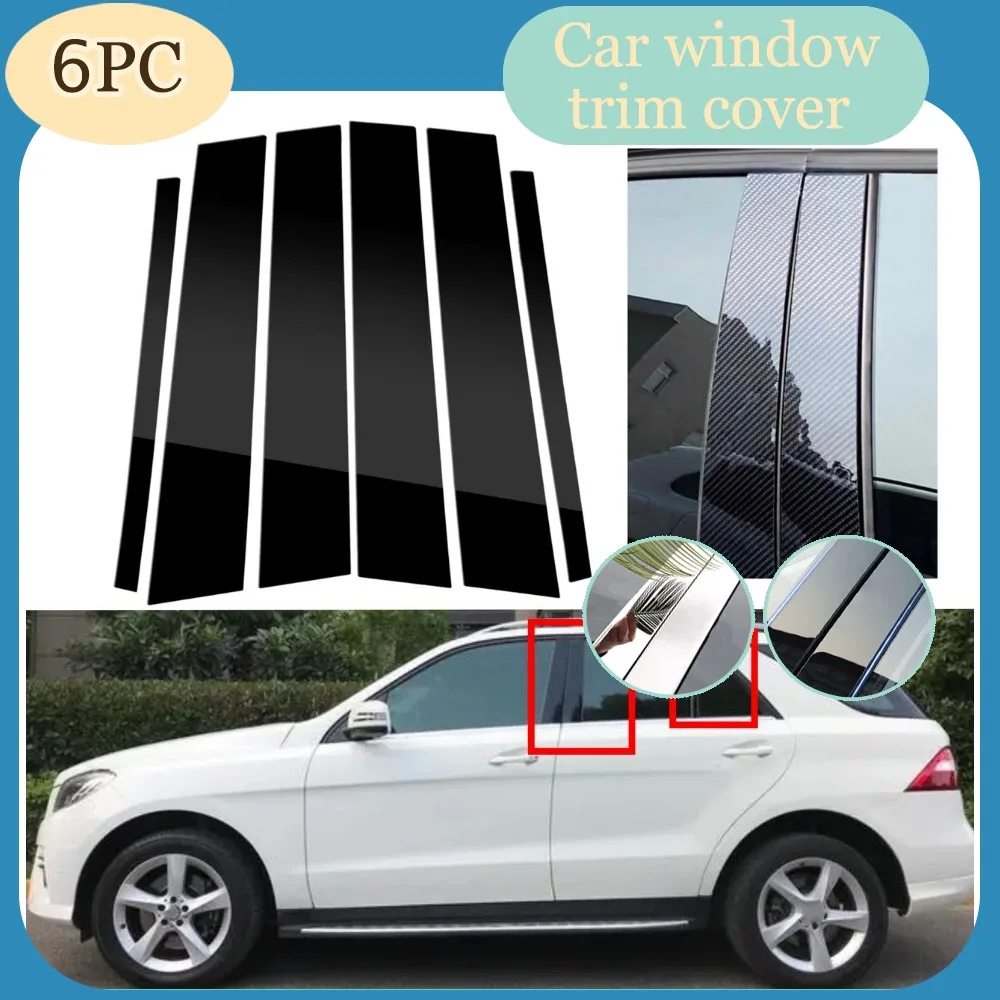 

6 шт. серебристые глянцевые черные накладки на стойки дверей, подходят для Mercedes M-Class W166 2012-2015, наклейки на окна дверей