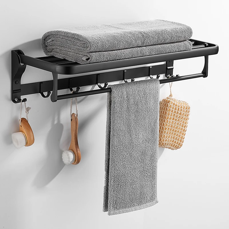 

YUNJIEYA Bathroom Storage Hardware Storage Rack Towel Rack Folding Towel Rack Toilet Brush Rack Bathroom Accessories