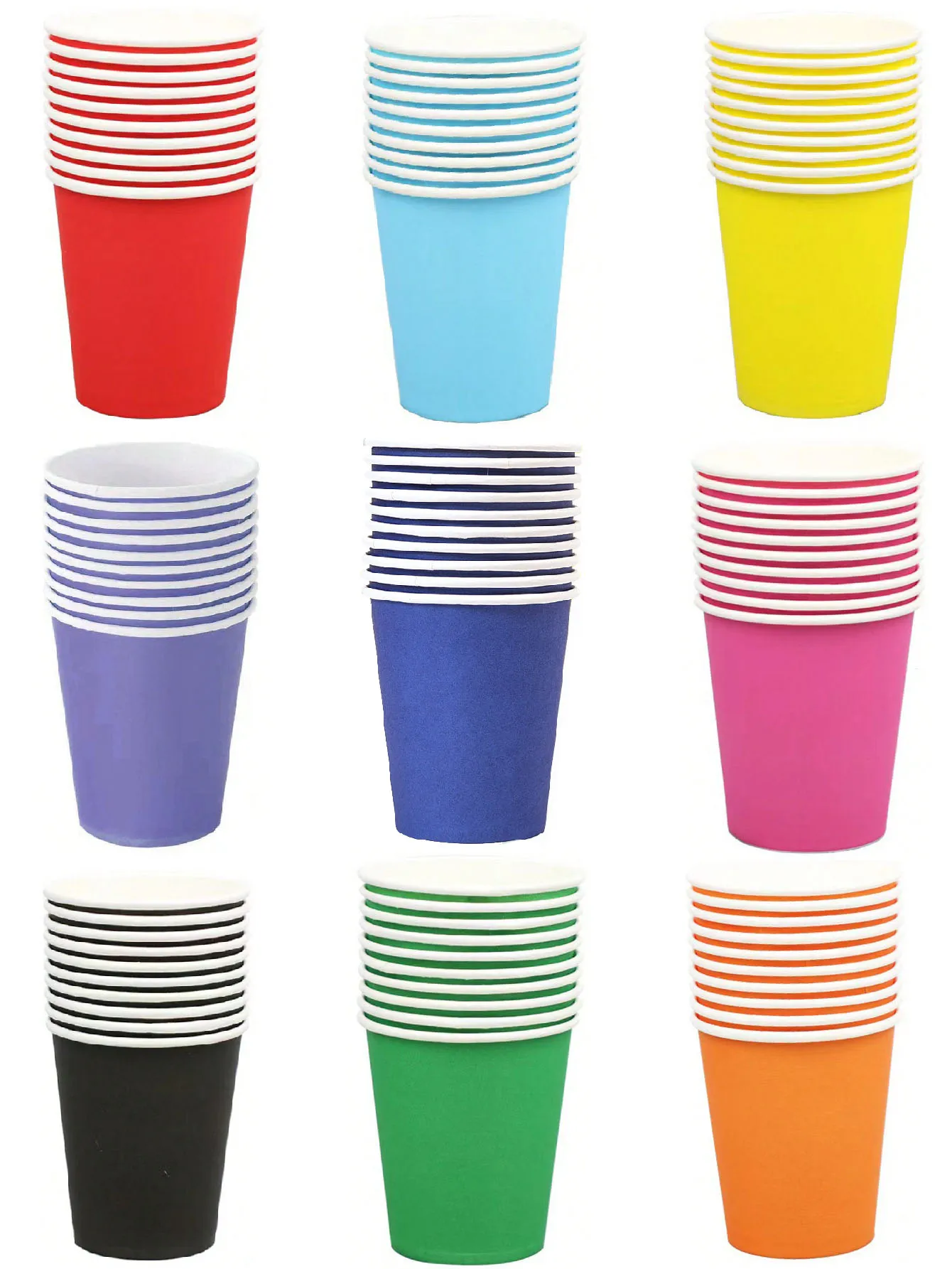 Colorful paper cups, cold drink cups, coffee cups, suitable for juice or tea, solid color cups, birthday parties