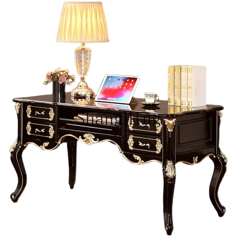 

ZYY Home Desk Book Chair Combination Set Ebony Computer Desk Solid Wood Desk