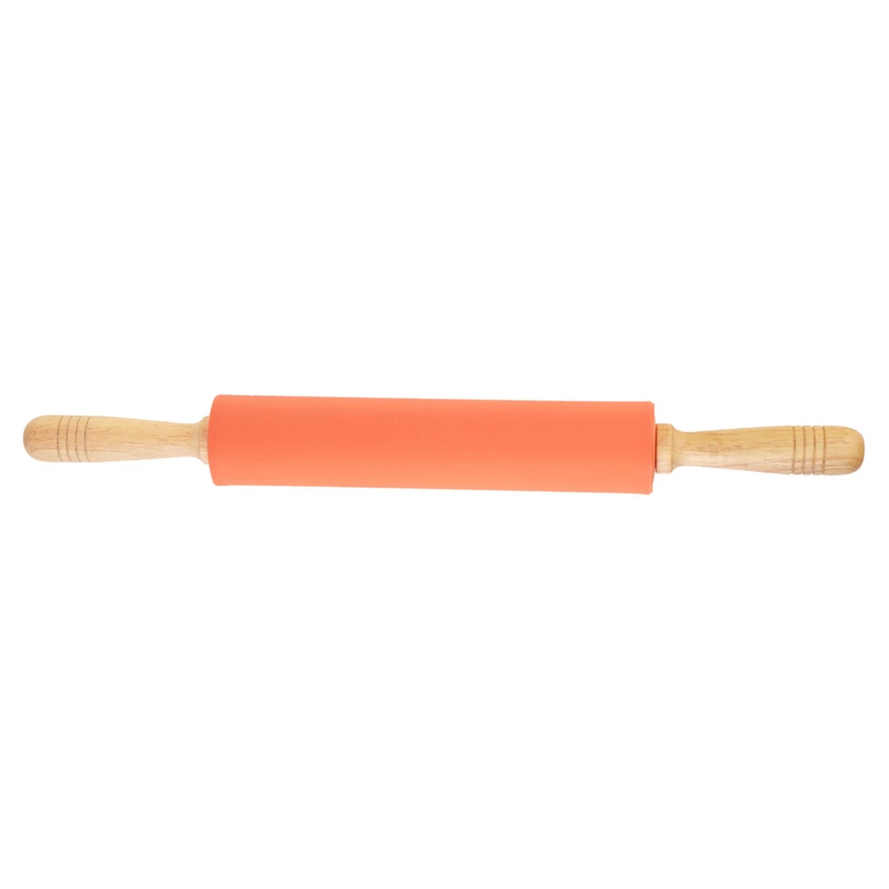 

Bamboo Non Stick Rolling Pin Small Wooden Handle Orange Dough Roller Kitchen Gadgets Silicone Roller Dumpling Baking Tools