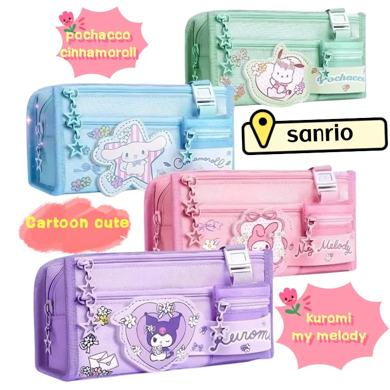 Sanrio My Melody Kuromi Cinnamoroll высококачественный стильный канцелярский пенал милый мультяшный студенческий пенал большой емкости