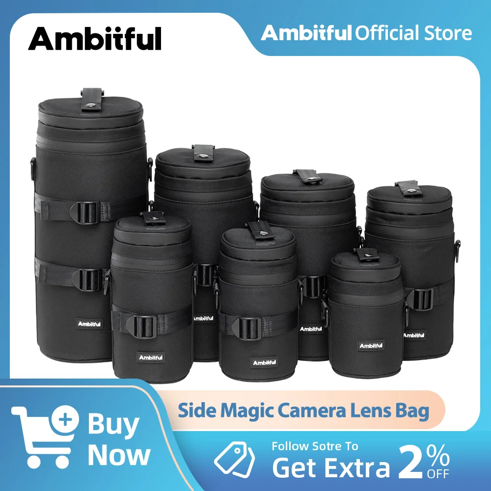 

Ambitful Camera Lens Bag High Quality DSLR Photography Shoulder Bag Pouch Carry Case for Canon Lens Nikon Sony Fuji Backpack