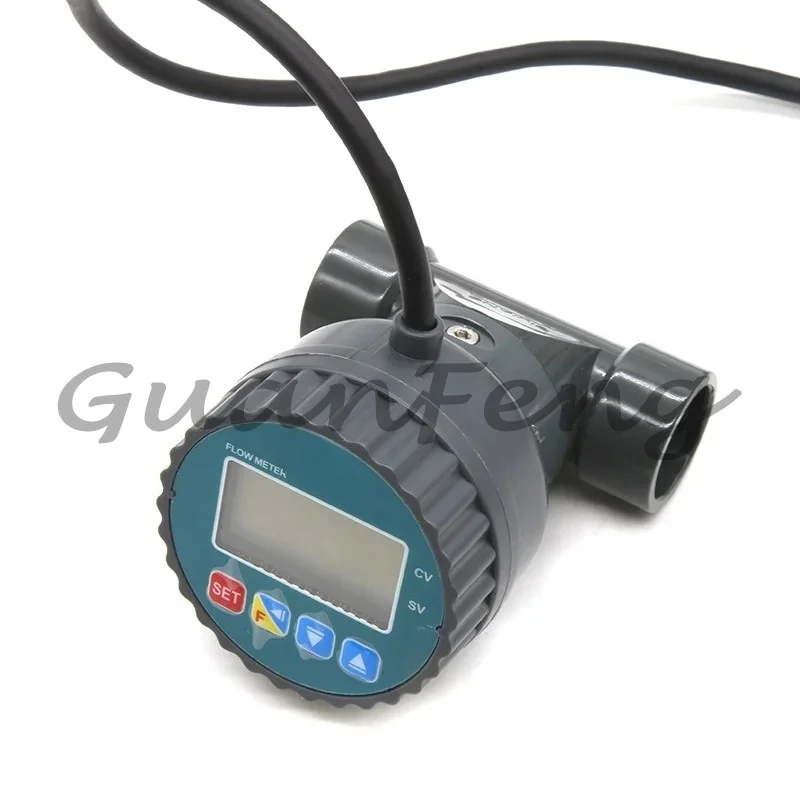 25Mm Wired PVC Water Instant/Total Measurement Display Turbine Flow Meter Digital Output Pulse + RS485 with LCD