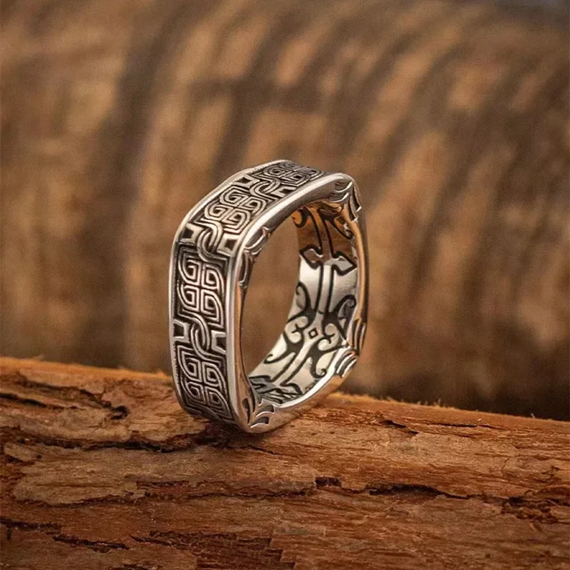 Irish Crazy Celtic Knot Square Open Adjustable Ring Men Fashion Punk Hip Hop Jewelry Gift