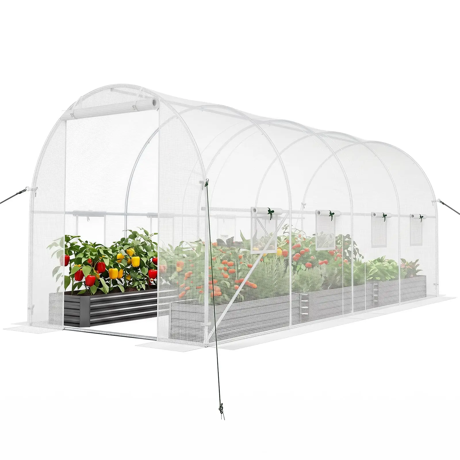 15 x 7 x 7 ft Walk-in Tunnel enhouse for Outdo, White