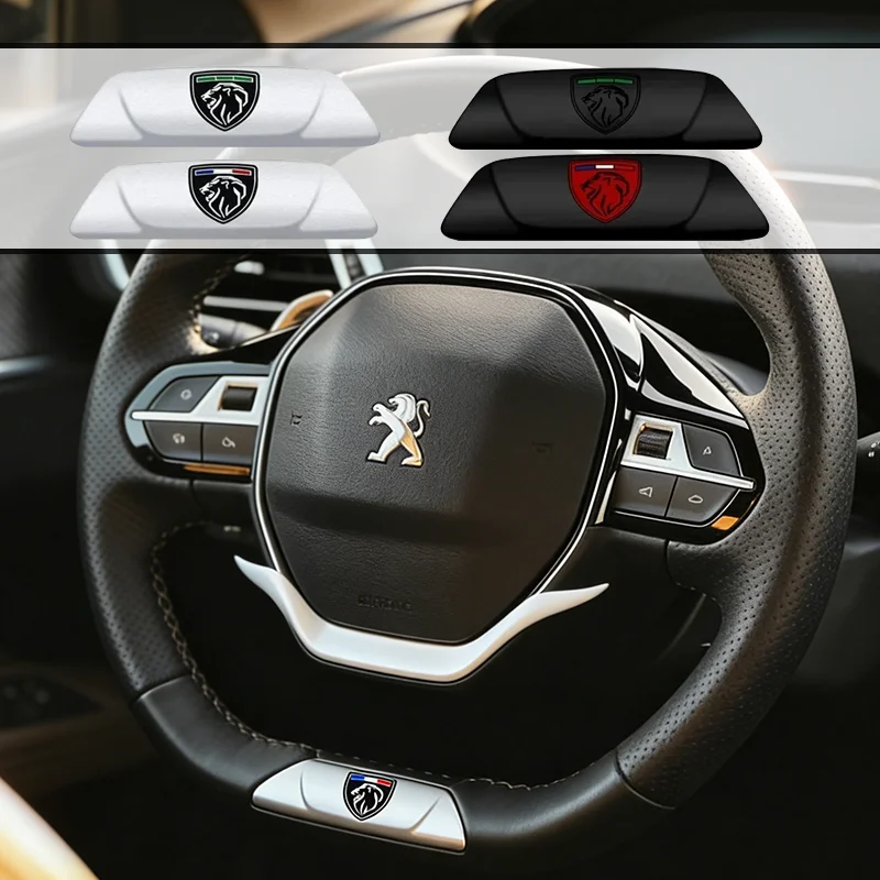 9.1x2.8cm Car Styling Steering Wheel Bottom Metal Sequin Badge Sticker for Peugeot Emblem 508 3008 4008 5008 Interior Decoration