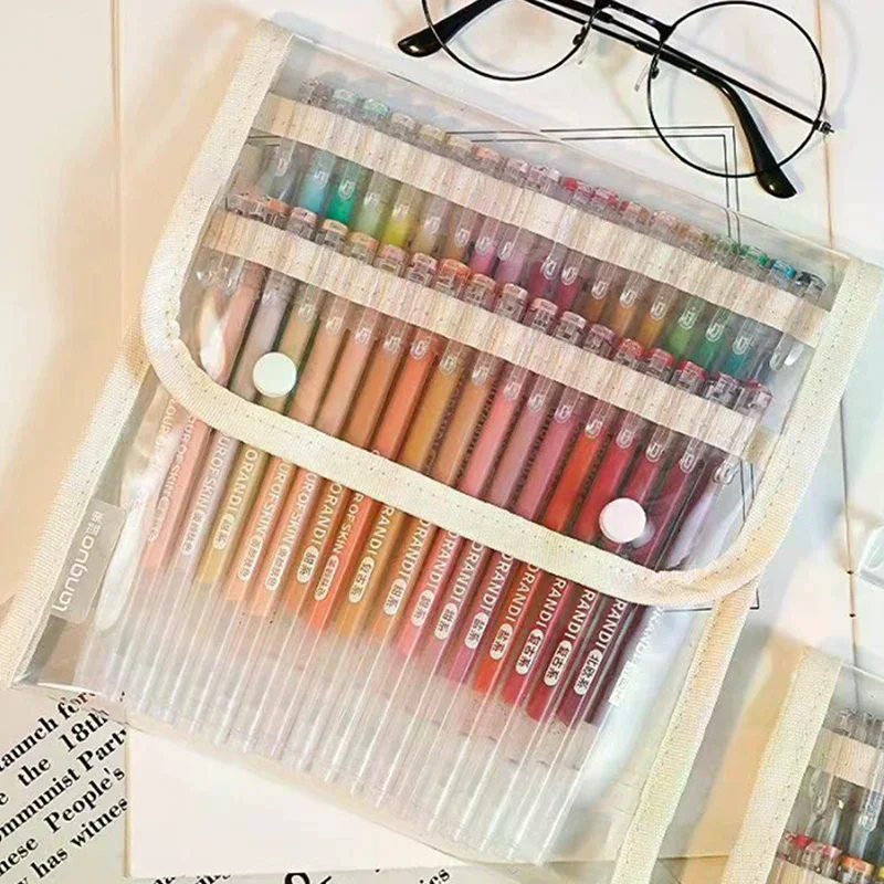 حقيبة أقلام ملونة محاسبة يدوية سعة كبيرة حقيبة تخزين القلم يمكن أن تحمل 36/108 جل أقلام حقيبة أدوات مكتبية محمولة #4