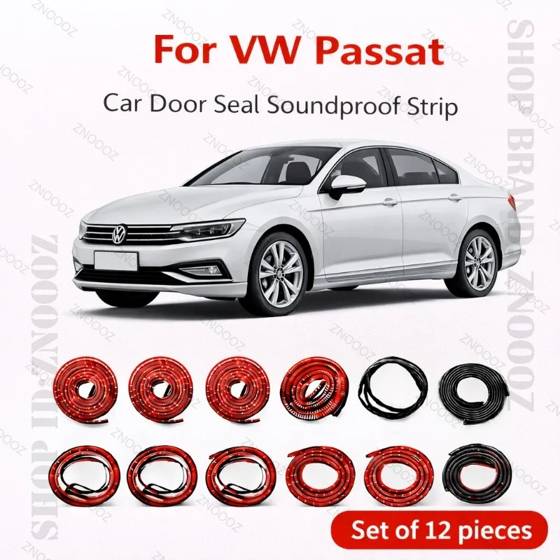 

For VW Passat Car Door Seal Strip Rubber Double Layer Soundproof Dustproof Waterproof Door Weatherstrip 12PCS Set