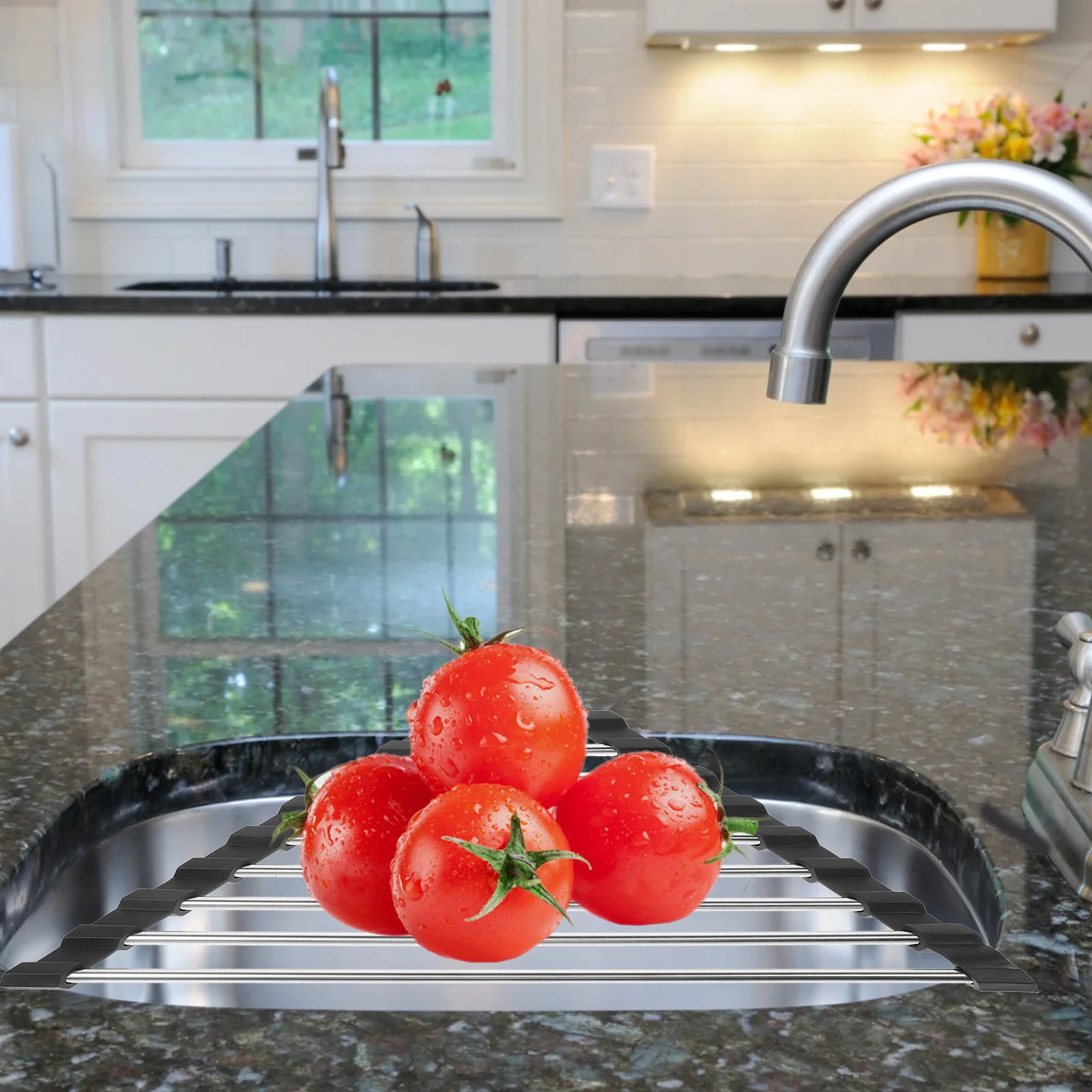 

Stainless Steel Shelf Sink Draining Basket Household Rack Vegetable Fruit Washing Kitchen Storage Triangular Frame Non Slip