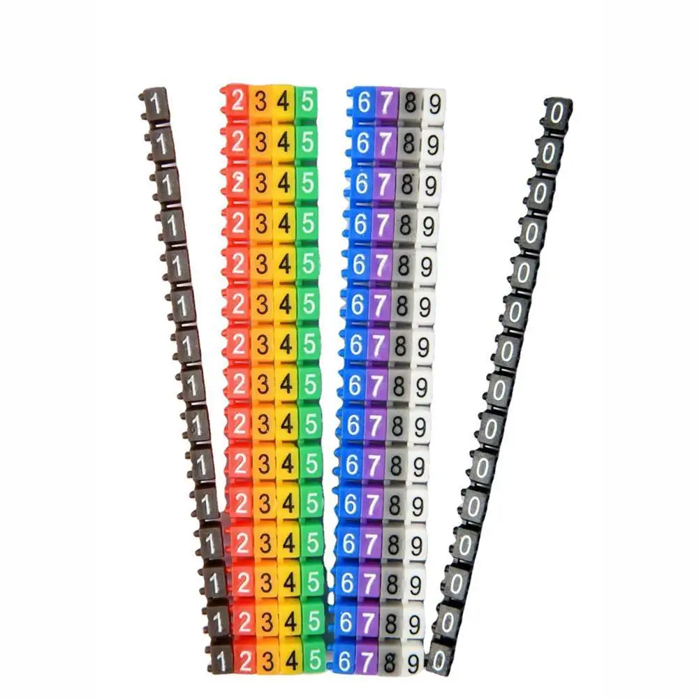 

Snap-on Type Colorful Cable Markers 0-9 Digital Line Marking Tube Color-coded Number Tag Label For Wire 1.5mm² 2.5mm² 4mm² 6mm²