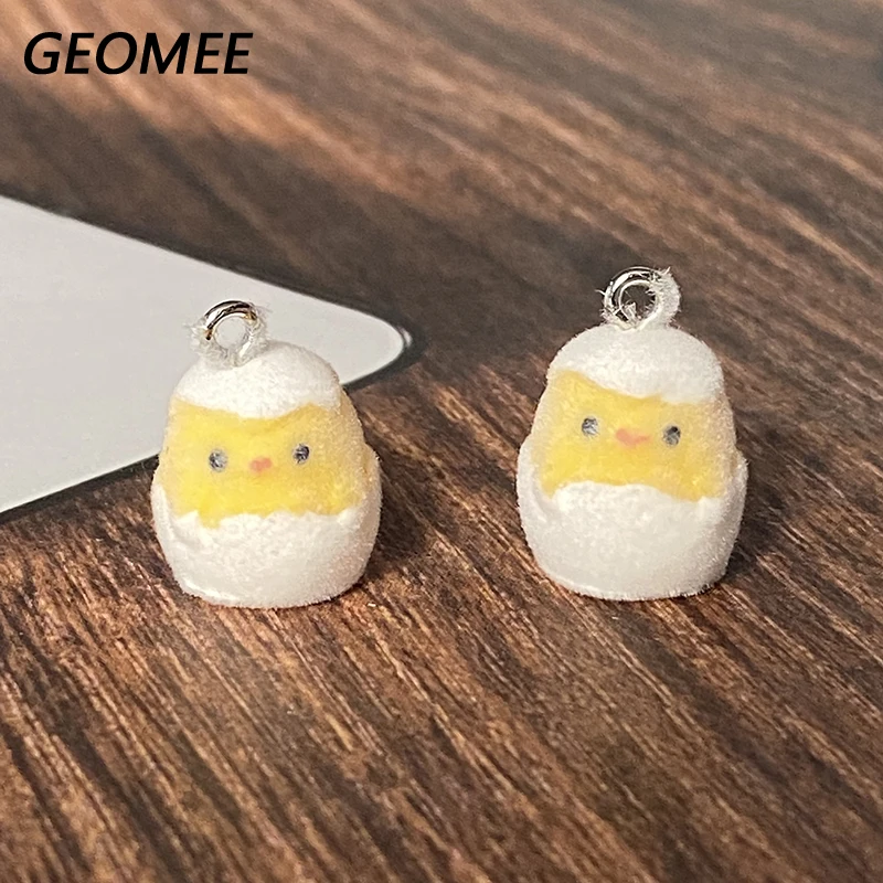 10/20/30pcs Flocking Shell Breaking Chick Resin Charms Bulk Wholesale Cute Animal Pendant For Earring Diy Jewelry Make