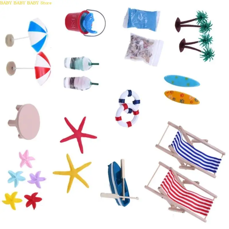 Q81A Kids fait semblant avec des jouets en bord mer Ensemble miniature maison maison poupée affichage