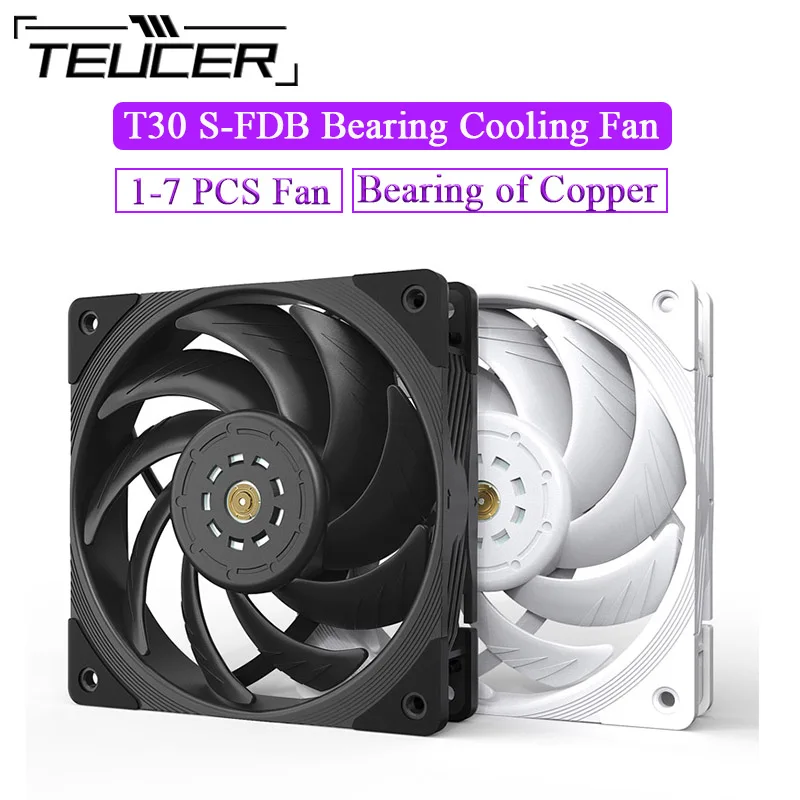 

TEUCER T30 CPU Cooler Fan 2150RPM 4PIN PWM 12cm Computer Case Cooling System Fan SFDB Silent PC Gamer 120mm CPU Cooler Fan