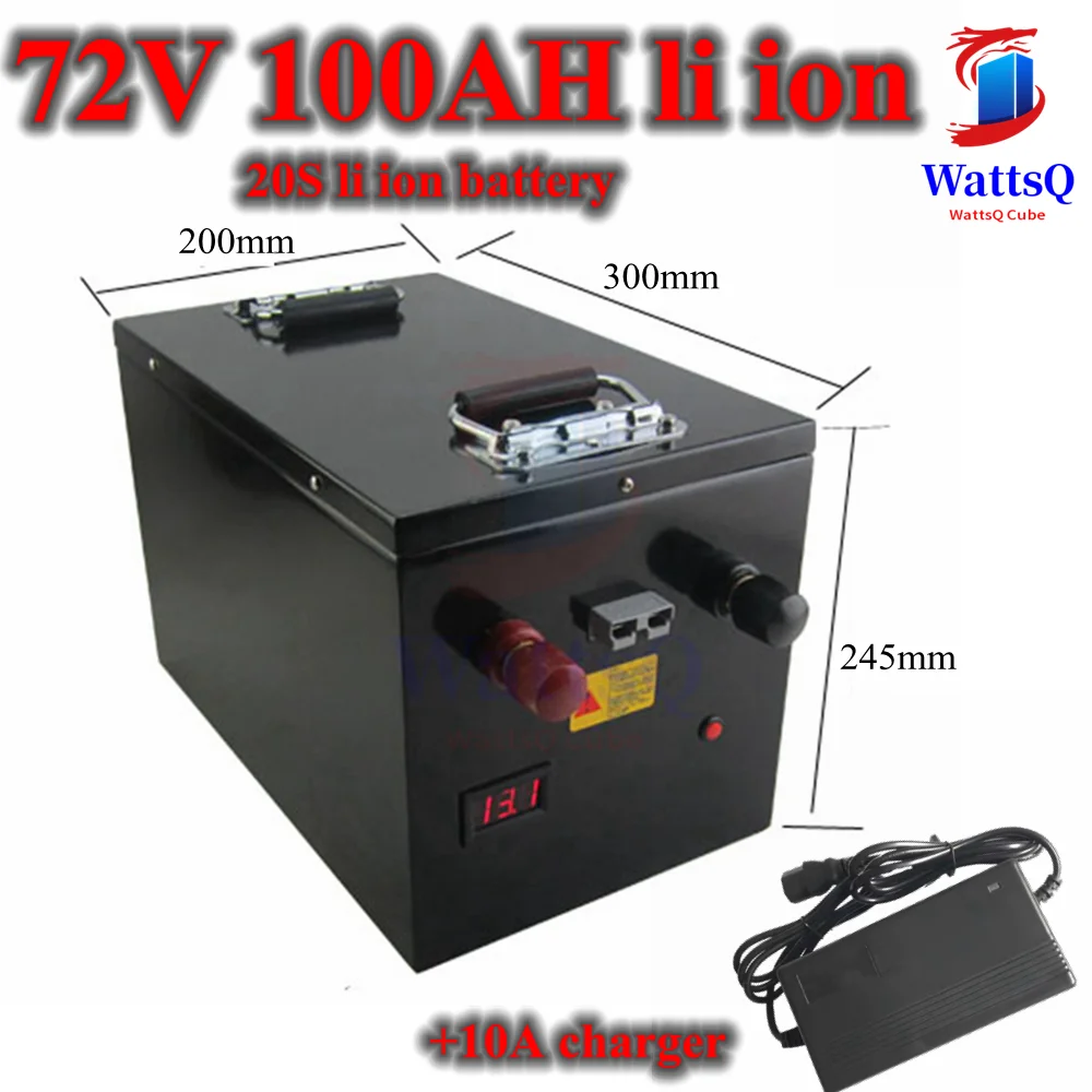 

waterproof 72v 100Ah lithium ion battery li-ion 100A BMS for 7000w bike tricycle Forklift Motocycle AGV Vehicle +10A charger