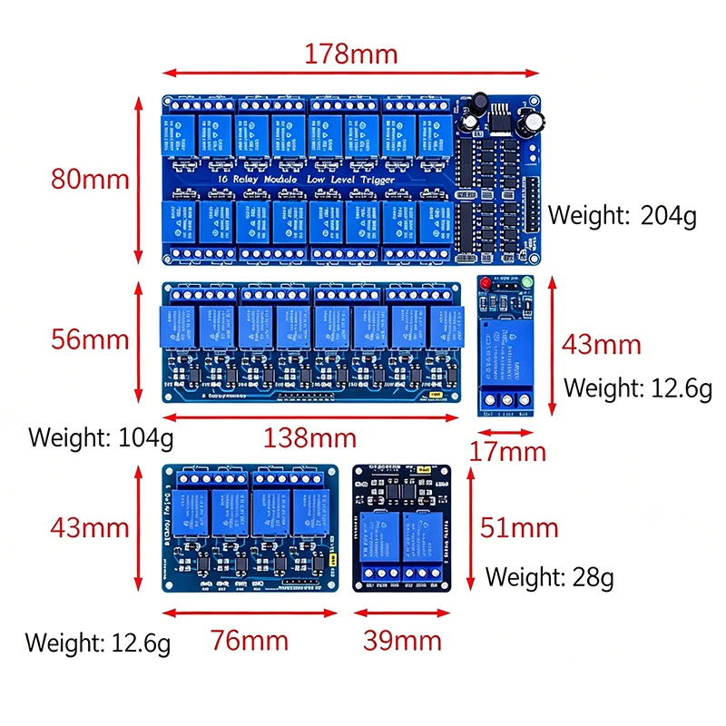 WAVGAT 5V/12V/24V 1/2/4/8/16 Channel Relay Control Module, Opto-Isolated Low Level Trigger for PLC & Arduino