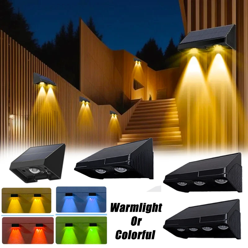 

Solar Wall Light Outdoor LED Lamp Waterproof Solar Powered 1/2/3/4LED Beads for Porch Balcony Countyard Wall Fence Decortions