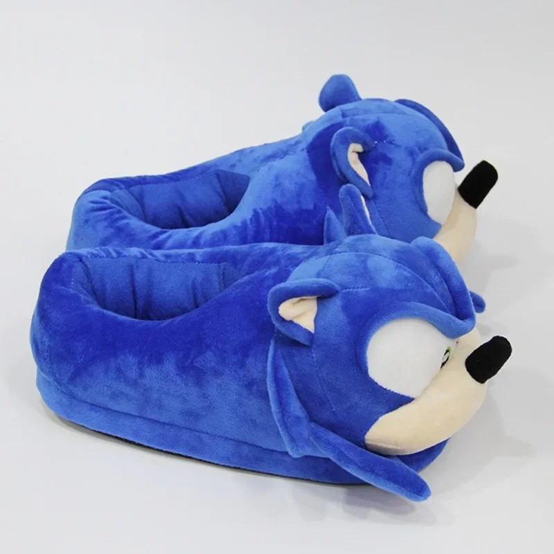 Anime Sonic zimowe buty na wysokim obcasie kapcie bawełniane mężczyźni i dziewczęta Cartoon bawełniane niebieskie płaskie buty jednolity rozmiar