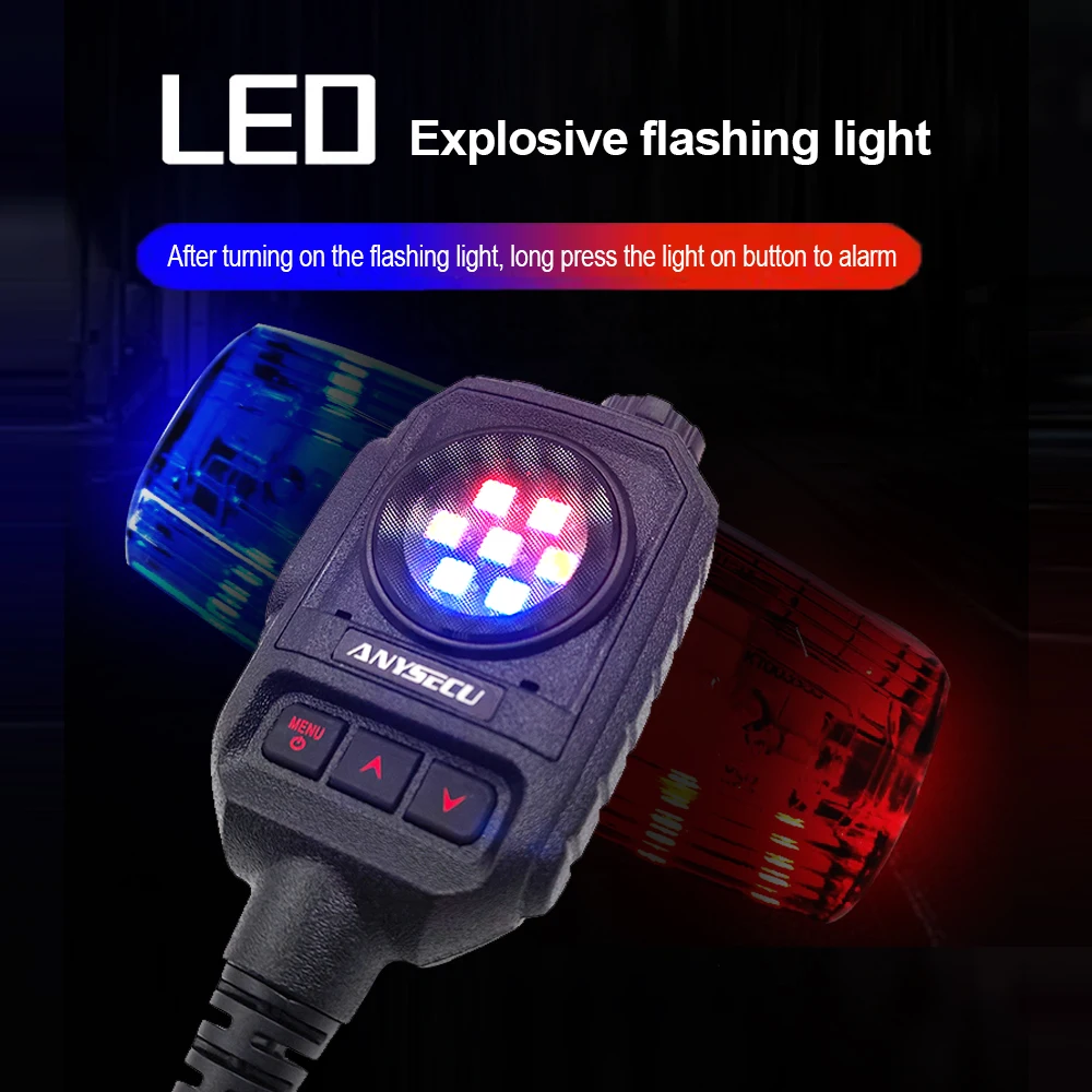 ANYSECU SenHaix Microfono a spalla Tipo C o K Connettore testa con luce stroboscopica per TYT Anysecu Baofeng GT-12 W8 Radio bidirezionale