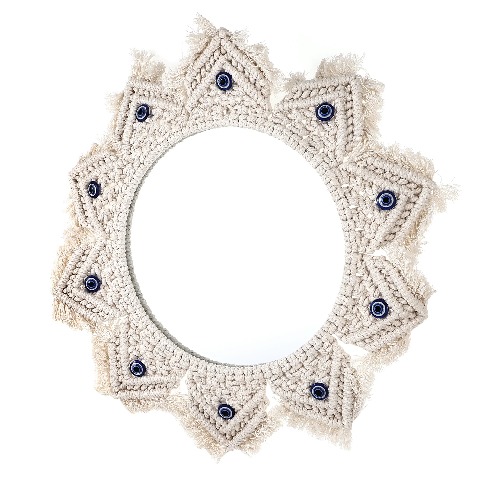 

Tapestry Circular Mirrors for Wall Decor Evil Eye Hanging Ornament Decorative Home Charm White