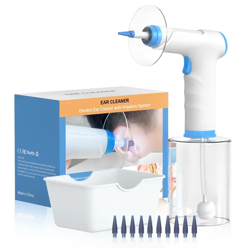 Home Use 500ml 9Pcs Disposable Ear Tips Powered Earwax Irrigation Remover Flushing Cleaner Tool Electric Ear Washing Machine