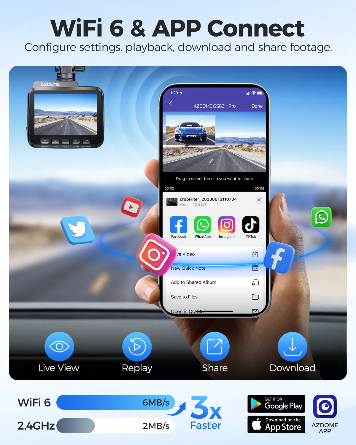 AZDOME 4K ADAS Dash Cam GS63H Pro Car DVR Built-in GPS WiFi Video Recorder Car Camera WDR Night Vision 24H Parking Monitor 1080P