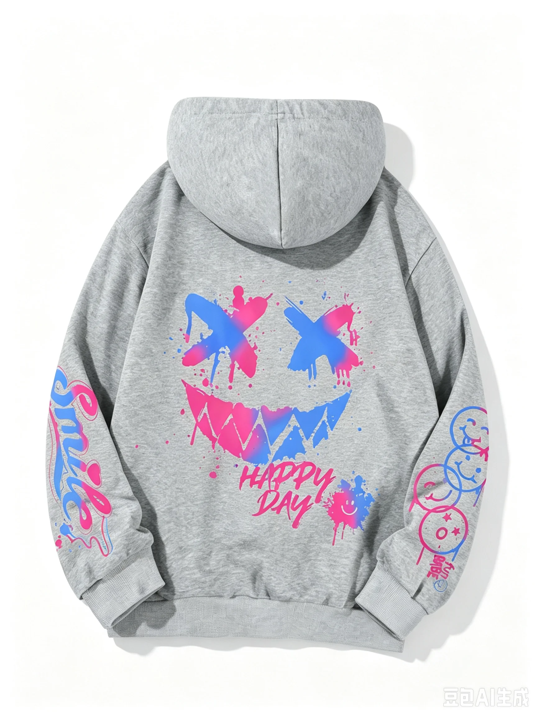 Autumn Kids Boys Personalized Smiling Face Print Comfortable Breathable Hooded Sweatshirt Outdoor Street Fashion Hooded Sweatshi